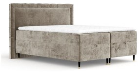 Bézs ágyneműtartós boxspring ágy 160x200 cm Voyage – Maison de Rêve