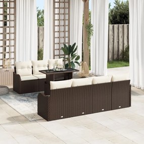 Kerti Kanapé Szett 8 pcs Barna 100 x 55 x 73 cm Poli rattan