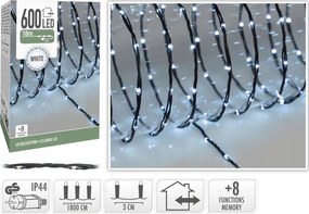 DekoratĂv Led vilĂĄgĂtĂĄs Dret funkciĂłkkal 18 m hideg fehĂ©r
