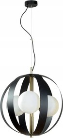 Kerek fekete függőlámpa Nela gömb gyűrűk