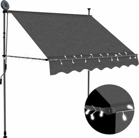 vidaXL antracitszürke kézzel feltekerhető LED-es napellenző 100 cm