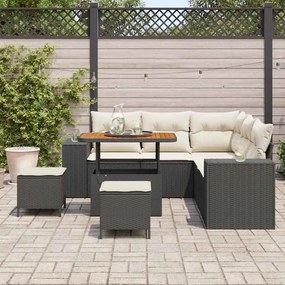 Kerti Kanapé Szett 8 pcs Fekete és Krém 90 x 55 x 71 cm