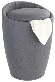 Linen Look szürke szennyestartó kosár és ülőke egyben, 20 l - Wenko