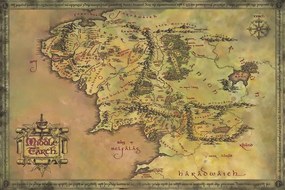 Művészi plakát The Lord of the Rings - Middle Earth, (40 x 26.7 cm)