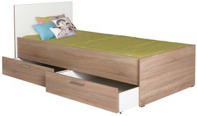 Egyszemélyes ágy 90 cm Vobima 2 (szonoma tölgy + fehér) (ágyráccsal) (tárolóhellyel). 1094834