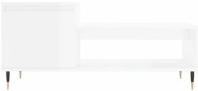 Magasfényű fehér szerelt fa dohányzóasztal 100 x 50 x 45 cm