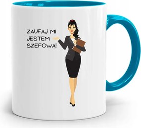 Kék Bögre A Főnöknek Bízz Bennem Ajándék fényképes nyomattal