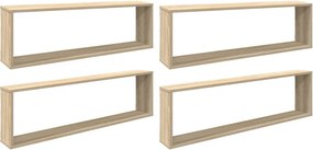 vidaXL 4 db sonoma tölgy színű szerelt fa fali polc 100x15x30 cm