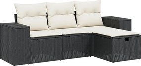 vidaXL 4 részes fekete polyrattan kerti ülőgarnitúra párnákkal