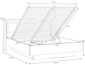 Franciaágy tárolóval OREN 160x200 cm barna/fekete