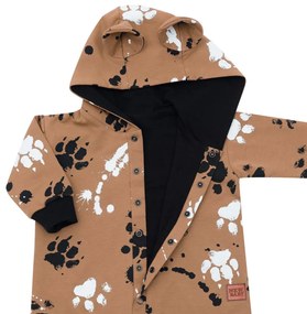 Baba pamut kezeslábas kapucnival fülekkel New Baby mancsát mustárszín, vel. 62 (3-6 h)