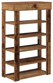 antik fa szerelt fa cipőtartó 60x30x98 cm