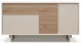 Bézs-natúr színű komód tölgyfa dekorral 146x76x45 cm Carpi – Marckeric