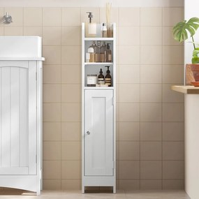 VASAGLE Keskeny Fürdőszobaszekrény, WC-papír Tároló, Felhőfehér