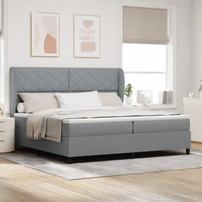 Boxspring Ágy Matraccal - Világosszürke, 200x200 cm Szövet