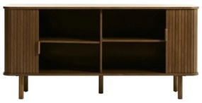 Barna alacsony komód tolóajtóval, tölgyfa dekorral 76x160 cm Cavo – Unique Furniture