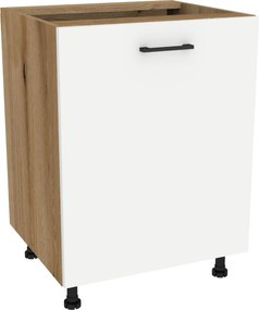 Konyhaszekrény alsó 60 Capri korpusz tölgy Evoke front fehér matt