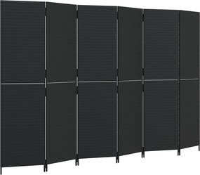 vidaXL fekete 6-paneles polyrattan térelválasztó