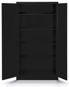 DANIEL fém irodai iratszekrény, 900 x 1850 x 400 mm, fekete