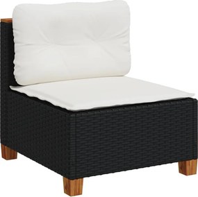 vidaXL fekete polyrattan karfa nélküli kerti kanapé párnával