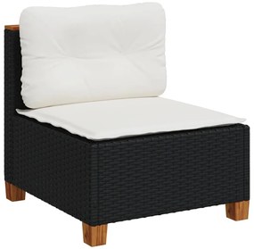 vidaXL fekete polyrattan karfa nélküli kerti kanapé párnával