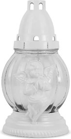 Mécses Fehér Angyalka Gyerekeknek 88AB 20cm Sírra Üveg betéttel