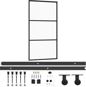 vidaXL ESG üveg és alumínium tolóajtó fémszerelvény-szettel 102x205 cm