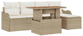 vidaXL Kerti Kanapé Szett párnával 6 pcs Beige és krém polirattan