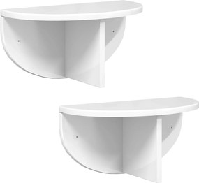 vidaXL Falpolc 2 pcs Magas Fényű Fehér 38 x 19 x 19 cm Faanyag