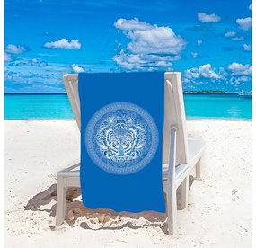 Strandkészlet TIGER – Fürdőlepedő 100×180 cm és poncsó 80×145 cm, kék