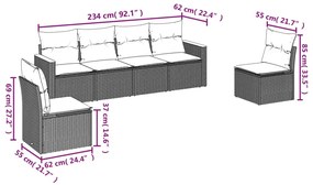 6 részes bézs polyrattan kerti ülőgarnitúra párnával