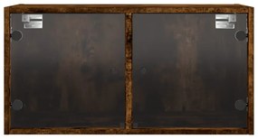 füstös tölgy színű faliszekrény üvegajtókkal 68,5x37x35 cm