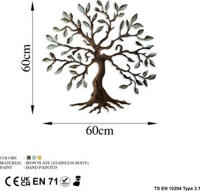 Fém fali dekoráció, életfa, 60x60 cm