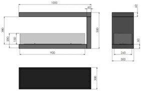 InFire - Sarok BIO kandalló 100x50 cm 3kW kétoldalú