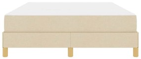 Boxrugós ágy Krém és barna 140 x 200 cm Textil és mérnöki fa