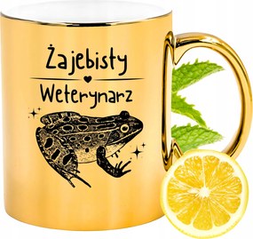 Arany csillogó bögre állatorvosnak ajándék fényképes nyomtatással