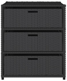 fekete polyrattan kerti tárolószekrény 55 x 59 x 69 cm