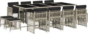 vidaXL 13 részes szürke polyrattan kerti étkezőgarnitúra párnákkal