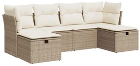 vidaXL 6 részes bézs polyrattan kerti ülőgarnitúra párnával