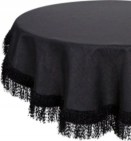 Kerek Abrosz Jasper Bolyhos Rojtokkal Díszítve 150 cm Fekete