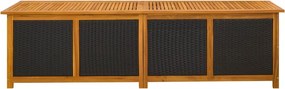 vidaXL Kerti Tároló Doboz 185 L Tömör Akácfa 200 x 50 x 56 cm Fekete