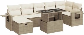 vidaXL 8 részes bézs polyrattan kerti ülőgarnitúra párnával