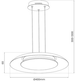 LED csillár kábelen PIATTINO LED/30W/230V 2700/3200/4000K átm. 40 cm fekete/arany