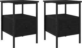 vidaXL Éjjeliszekrény 2 pcs Fekete tölgy 34 x 36 x 50 cm Faanyag
