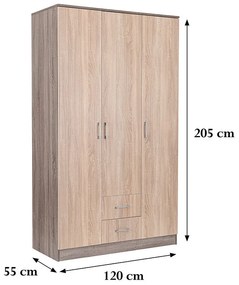 Miami gardróbszekrény 120x205 cm sonoma tölgy-yorki tölgy