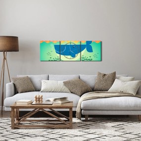 Kép - Vidám bálna a tengerben (órával) (90x30 cm)