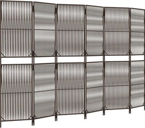 vidaXL barna 6-paneles polyrattan térelválasztó