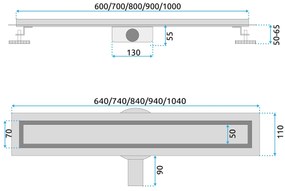 Rea Neox Pro, vízelvezető csatorna 90 cm, arany matt, REA-G2704