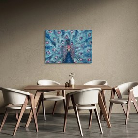 Egy festett páva képe (üvegen) (70x50 cm)