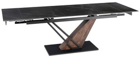 Fekete Márvány/Dió Színű Bővíthető Étkezőasztal. REX 2 180-240 cm